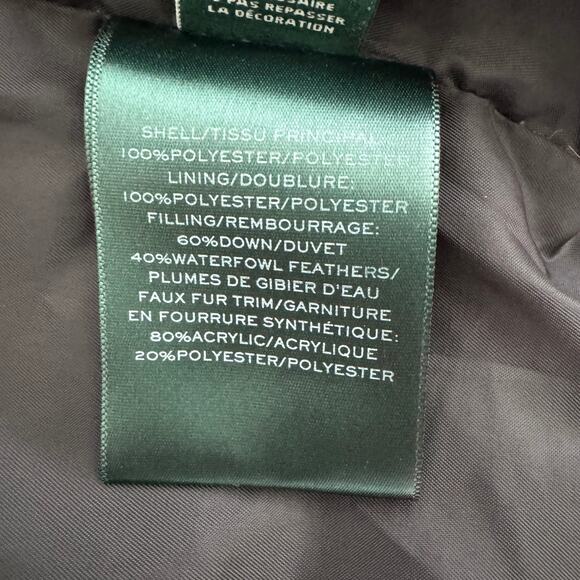 Lauren Ralph Lauren Black Long Down Hooded Quilted Puffer Coat Medium - Picture 15 of 16